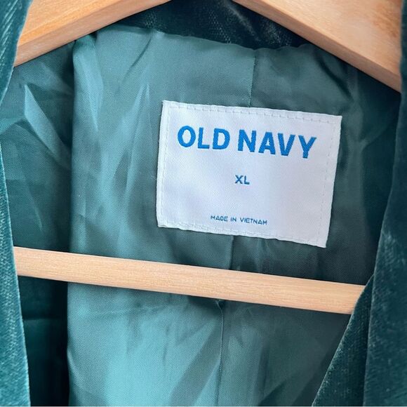 Old Navy Blazer Women's Green Velvet Holiday Career Corporate Goth NWT Size XL - Picture 3 of 7